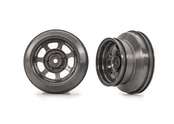 Wheels, Dirt Oval, Graphite Gray, Dual Profile (2.2” Outer, 3.0” Inner) (2) (2Wd Front Only), Tra-10471 1