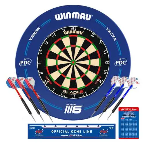 Winmau® Pdc Surround Blade 6 Dartboard & Brass Darts Combo Set 1