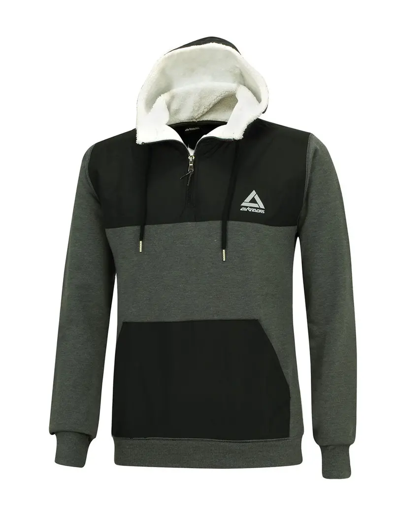 Winter Sweatshirt Crew Pro Line Mit Kapuze Und Zip Dunkel-Melange 1