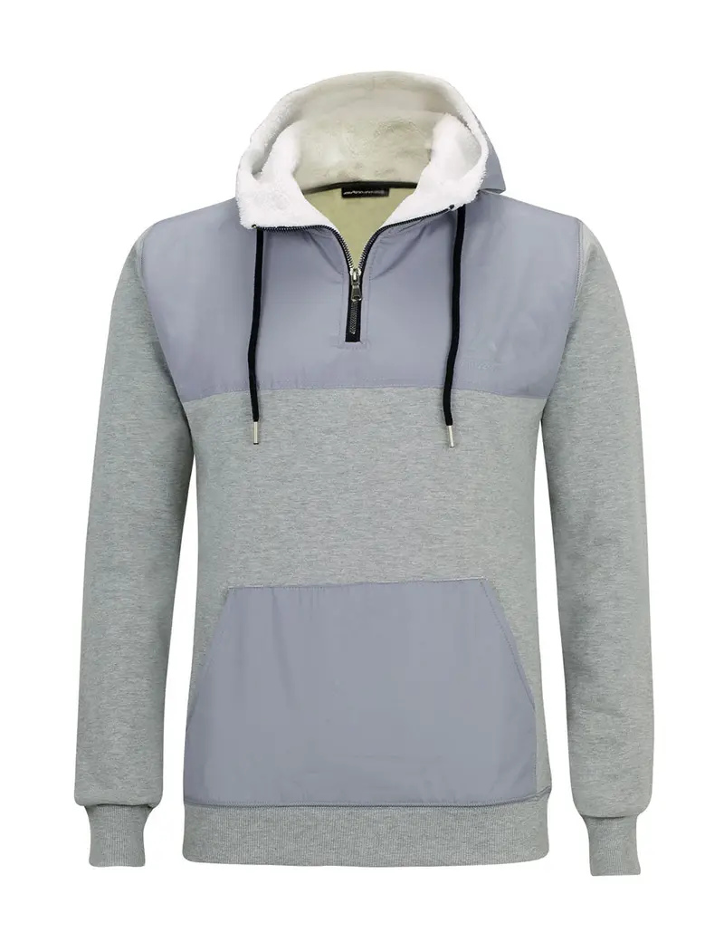 Winter Sweatshirt Crew Pro Line Mit Kapuze Und Zip Grau-Melange 1