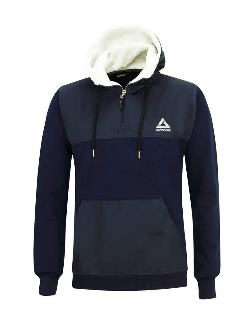 Winter Sweatshirt Crew Pro Line Mit Kapuze Und Zip Navy-Blau Set 1