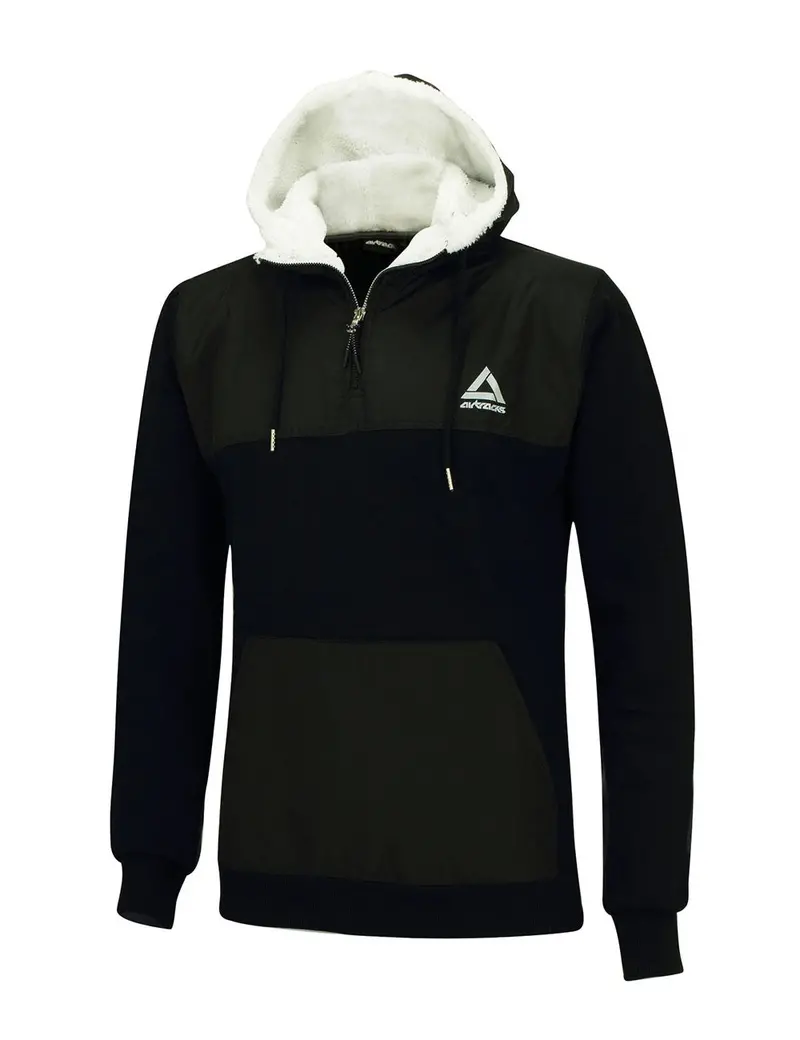 Winter Sweatshirt Crew Pro Line Mit Kapuze Und Zip Schwarz 1
