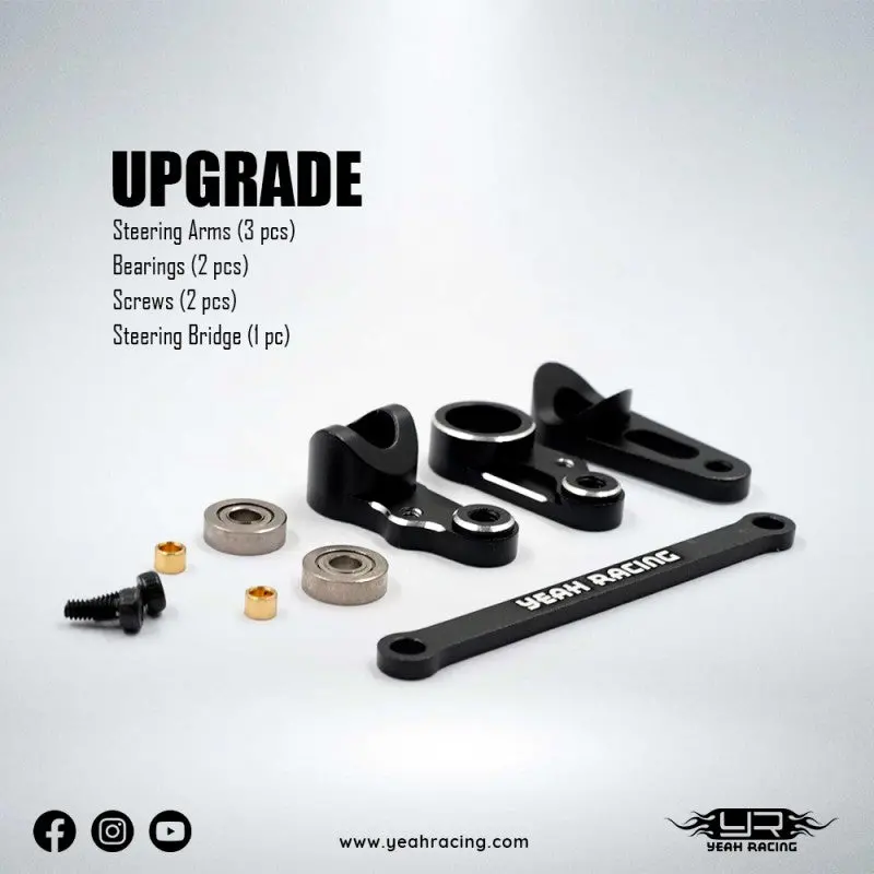 Yeah Racing Aluminum Steering W/Bearing Set For Yokomo 870C Super Dog Fighter Yz10 2023 Works '91, Ykdf-006Bk 1