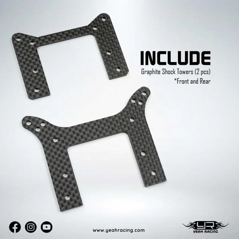 Yeah Racing Graphite Front & Rear Shock Tower For Yokomo 870C Super Dog Fighter Yz10 2023, Ykdf-003Bk 1