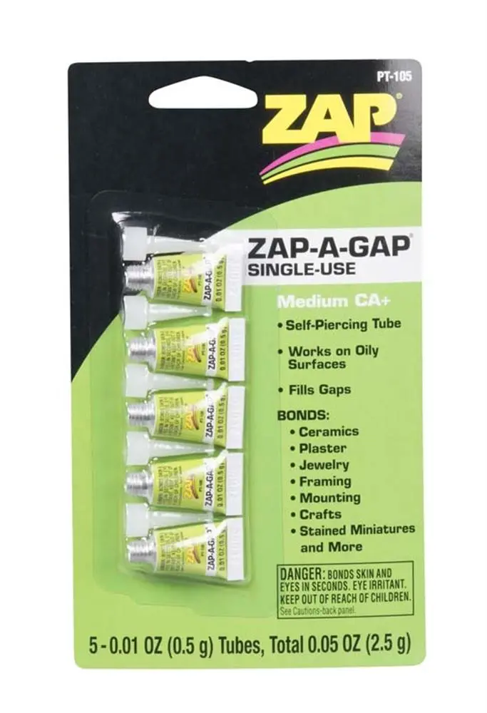 Zap Adhesives Ca Glue, Single Use Tubes, .01 Oz, Pt-105 1
