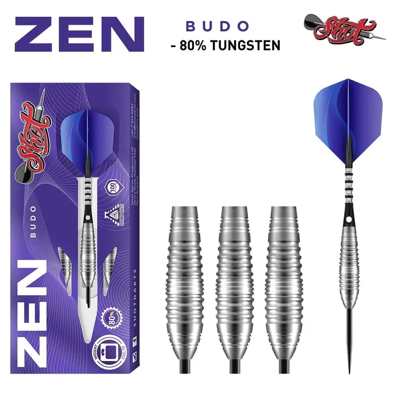Zen Budo Steel Tip Dart Set-80%-Tungsten Barrels 1