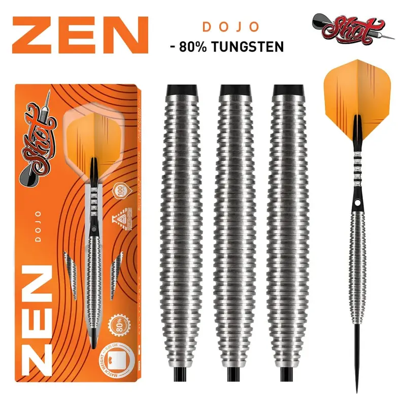 Zen Dojo Steel Tip Dart Set-80% Tungsten Barrels 1