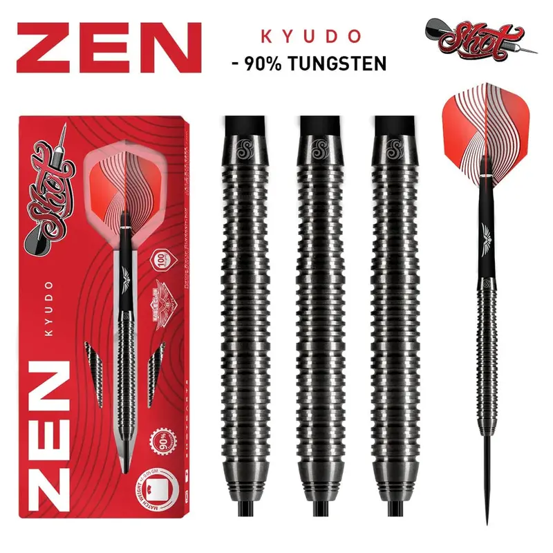 Zen Kyudo Steel Tip Dart Set-90% Tungsten Barrels 1