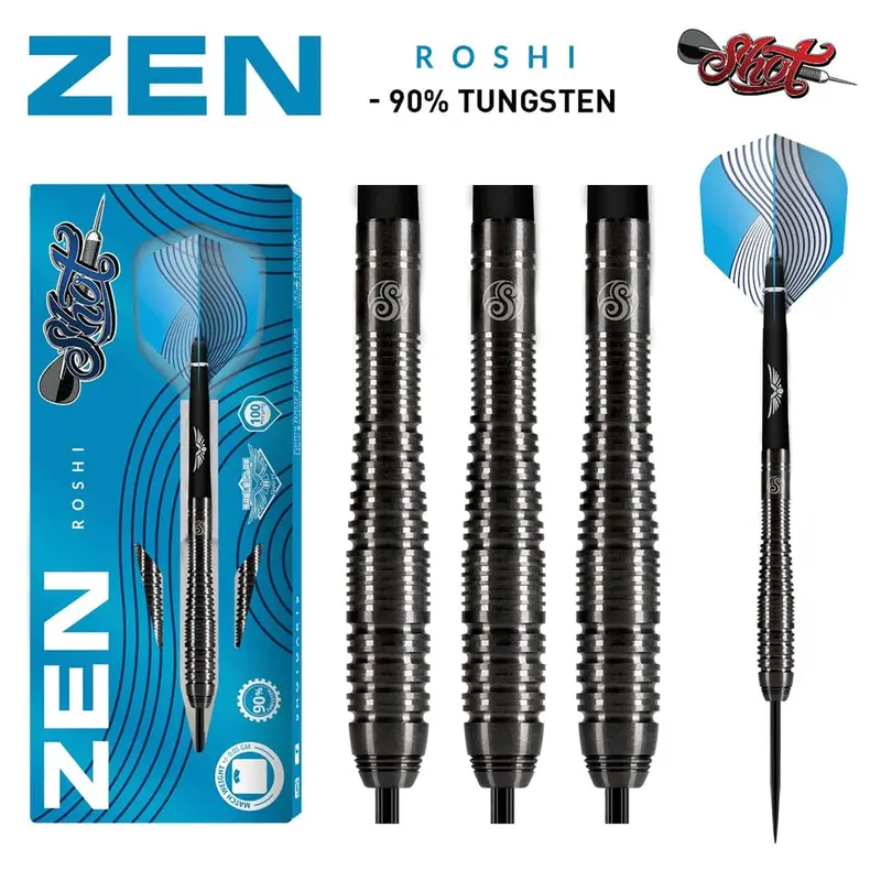 Zen Roshi Steel Tip Dart Set-90% Tungsten Barrels 1