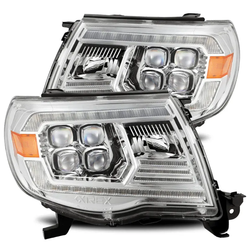 Alpharex Nova Led Projector Headlights For 2005–2011 Toyota Tacoma – Chrome Housing With Drl And Activation Light 1