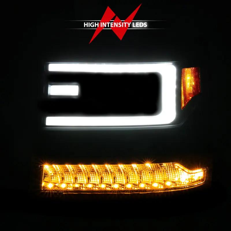 Anzo 16-18 Chevy Silverado1500 (Factory Hid Models) Led Proj Light Bar Style Headlights Black - Pair 1