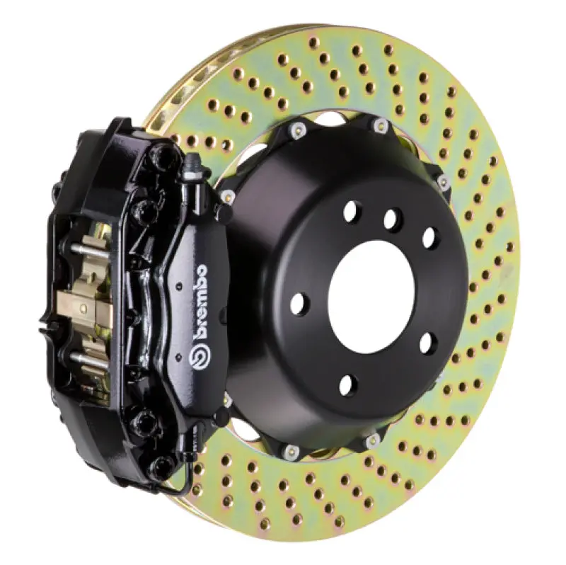 Brembo 89-98 Skyline Gtr/99-01 Skyline Gtr Rr Gt Bbk 4 Pist Cast 2Pc 345X28 2Pc Rotor Drilled-Black 1