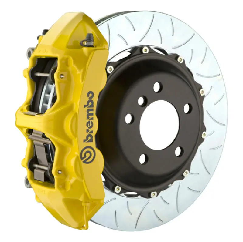 Brembo Gt Big Brake Kit For 2015–2023 Mustang – Front 6-Piston Calipers, 380X34Mm Two-Piece Slotted Rotors, Yellow Finish 1