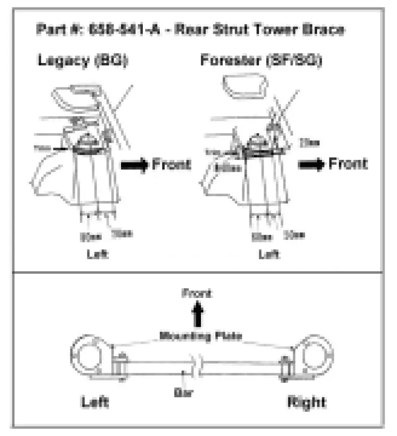 Cusco Type-As Rear Strut Bar For Subaru Forester Sf/Sg – 20Mm Round Design, Rear Panel Trimming Required 1