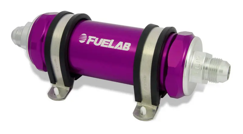 Fuelab 828 In-Line Fuel Filter Long -10An In/Out 6 Micron Fiberglass - Purple 1