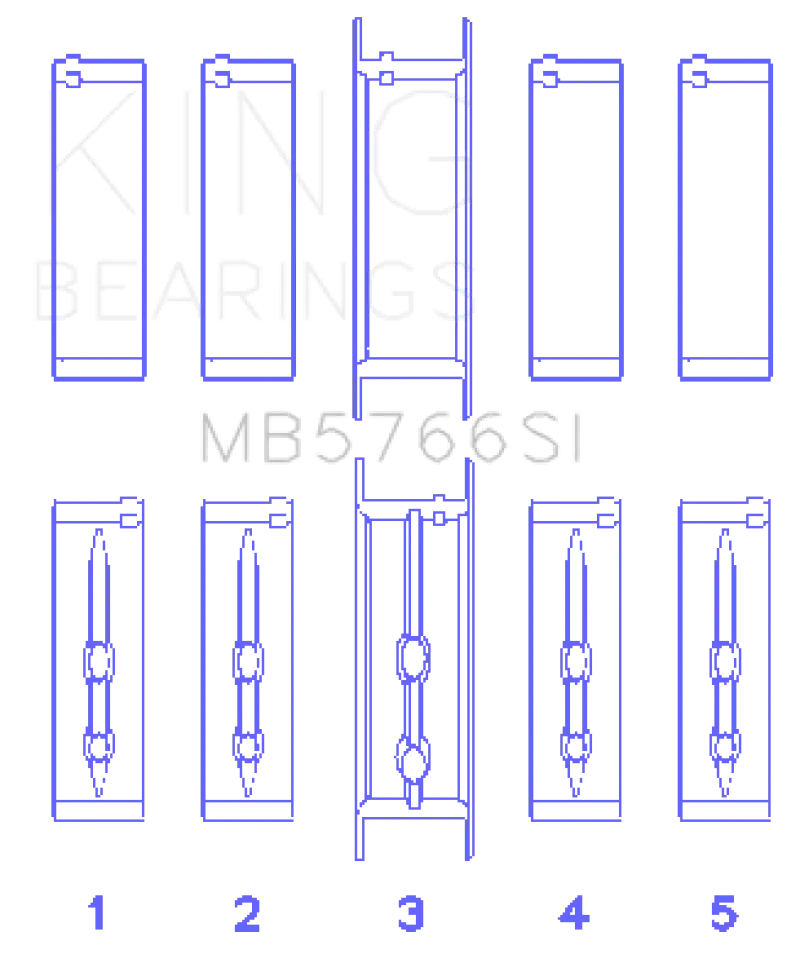 King Gm Ls1/2/4/6 (Housing Bore +.010) (Size .001 Oversized) Main Bearing Set 1