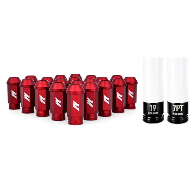 Mishimoto Red Anodized Locking Lug Nut Set – 1/2"-20 Thread, 23-Piece Kit 1