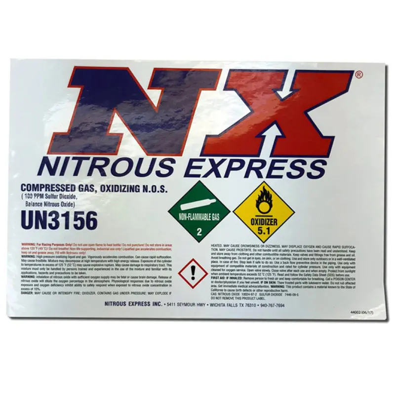 Nitrous Express 5-Pound Nitrous Bottle Decal Kit 1