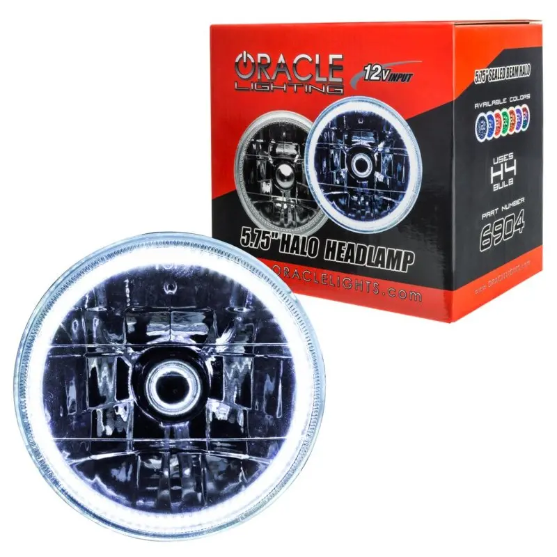 Oracle Pre-Wired 5.75-Inch Sealed Beam Headlight – White Halo Design 2