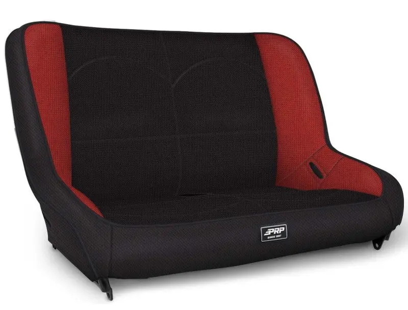 Prp Low-Back Rear Bench Seat For Jeep Cj7/Yj – Black & Red Upholstery 1