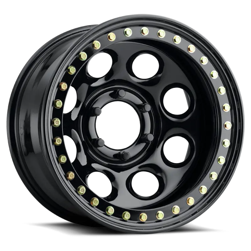 Raceline Rt81 Rock 8 15X8In / 5X139.7 Bp / -19Mm Offset / 107.95Mm Bore - Gloss Black Beadlock Wheel 1
