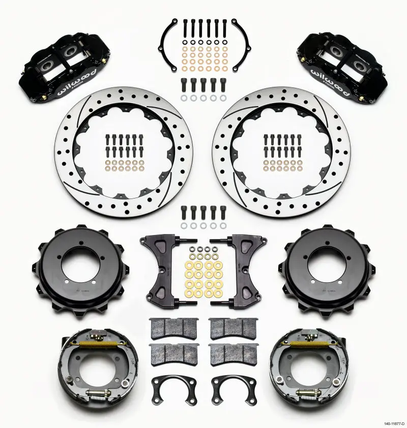 Wilwood Narrow Superlite 4R Rear Brake Kit – 12.88In Drilled Floater Rotor, New-Style End 1